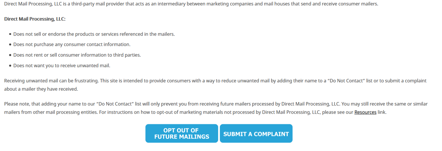 direct mail processing llc